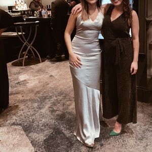 Satin silver maxi dress Strappy back